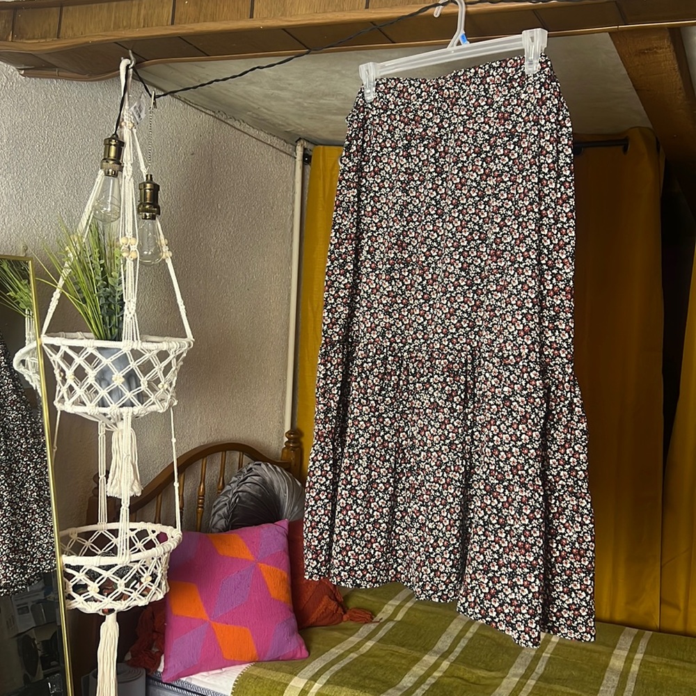 Maurices plus black, red and white floral maxi dress